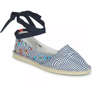 Havaianas Womens Origine Slim Espadrille Shoes - White/Black Stripes